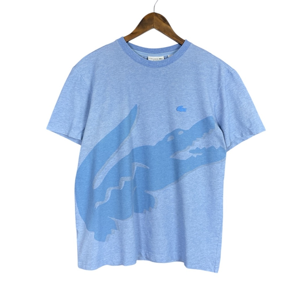 Lacoste | Crocodile Graphic Logo Short Sleeve Tee Heather Blue Cotton Blend